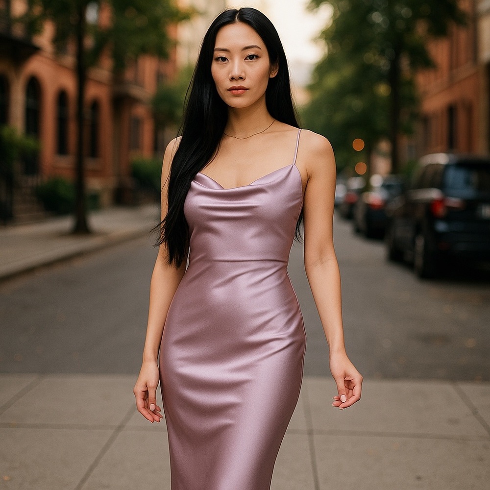 Dusty Pink Slip Dress, Adjustable Straps, Classy Party Look, NWT